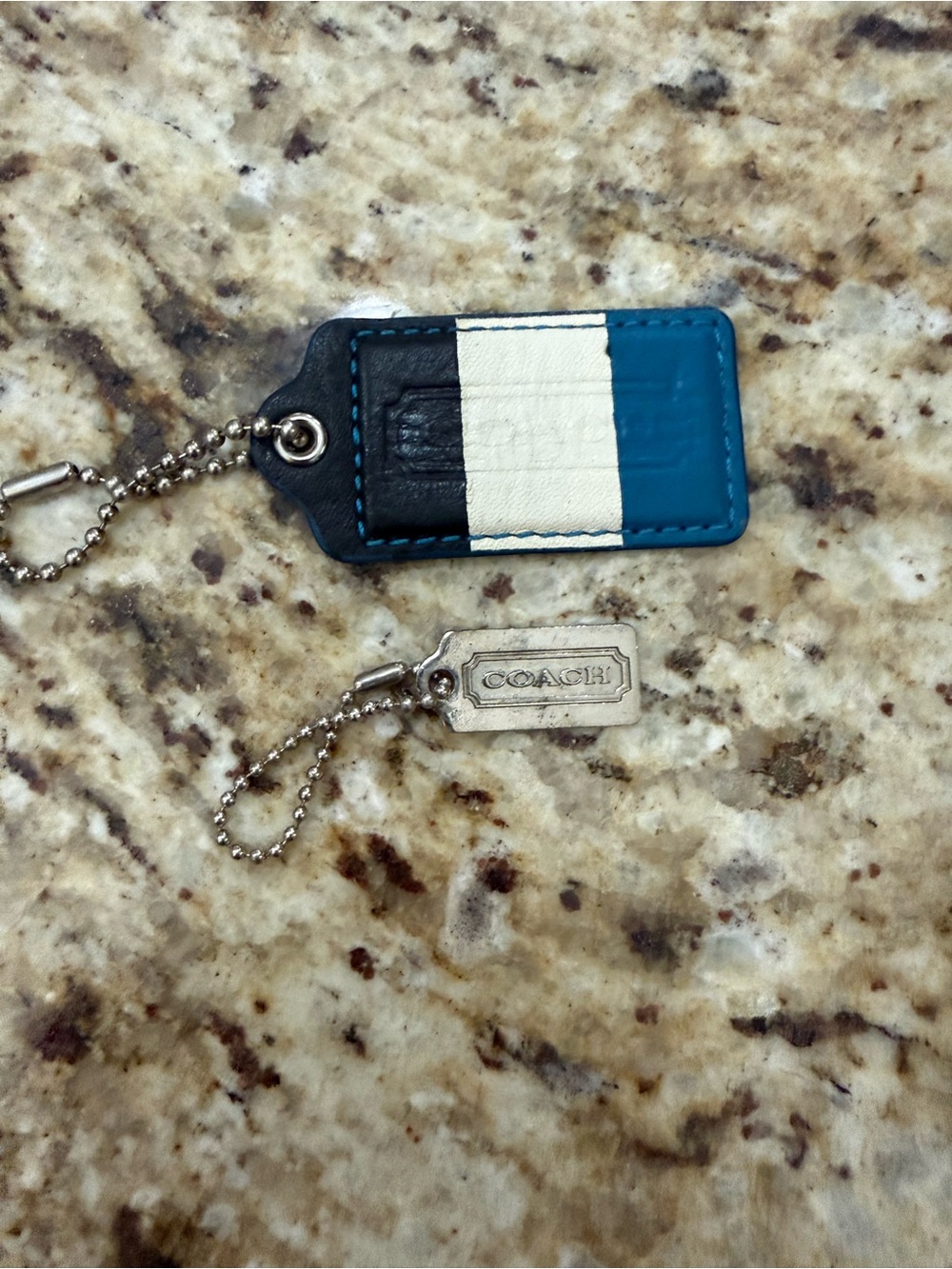2 Pc Bundle Coach Purse Leather Tri Color Hangtag Purse Charm